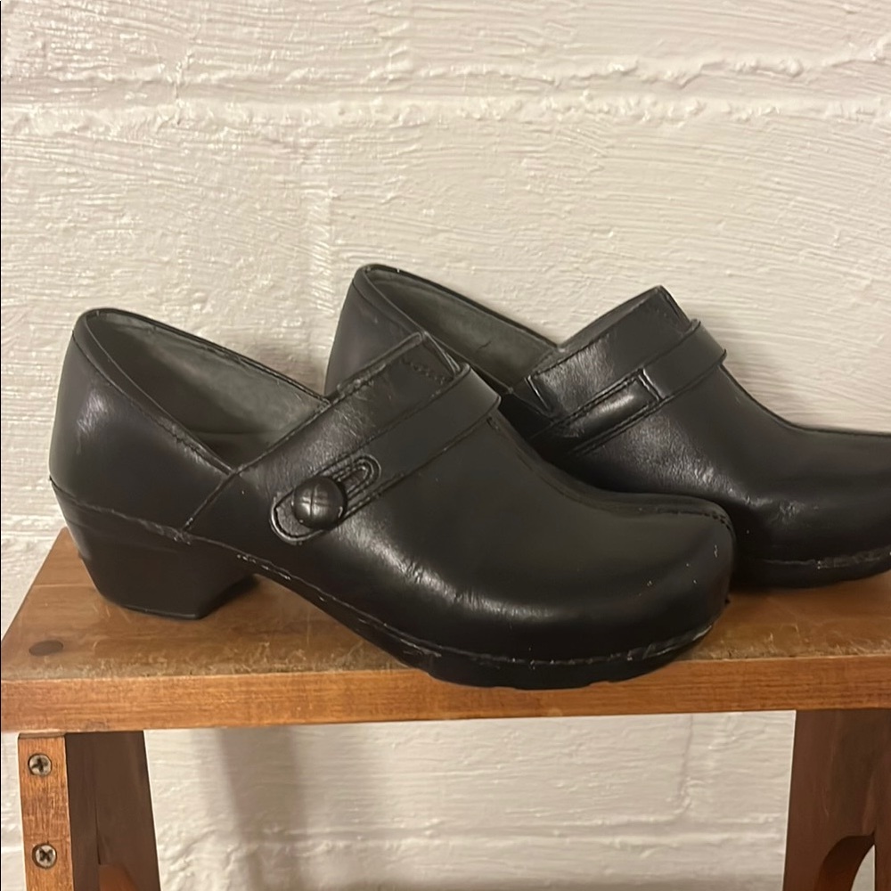 Dansko Black Leather Clogs